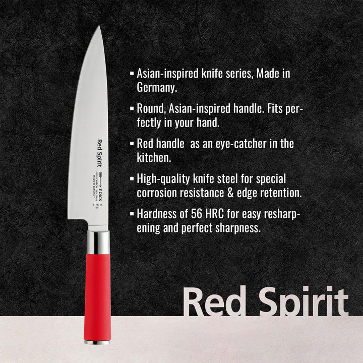F. DICK Kochmesser, Küchenmesser, Red Spirit (Messer mit Klinge 21 cm, X55CrMo14 Stahl, nichtrostend