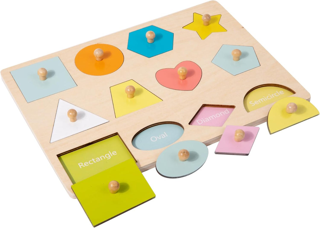 Adena Montessori Holzpuzzle für Babys 12–24 Monate,Formsortierer für Kleinkinder ab 1–3 Jahre – Farb