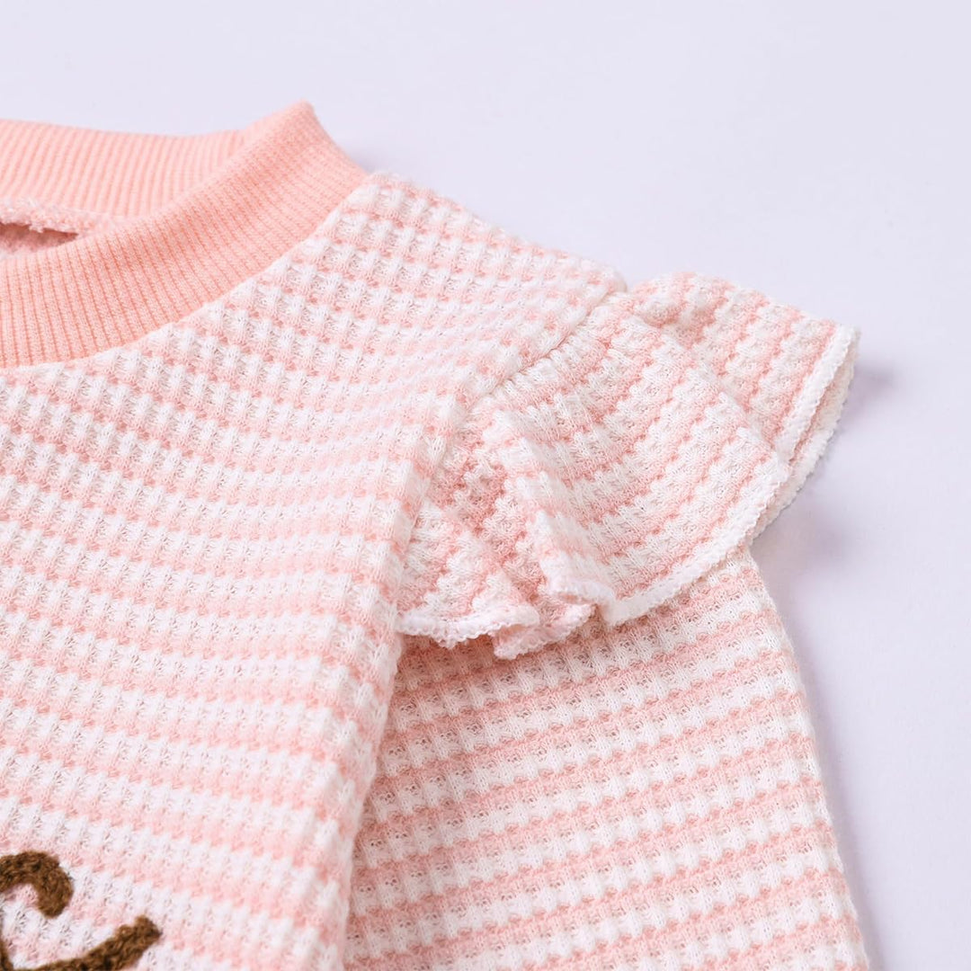 Kleinkind Baby Mädchen Herbst Kleidung Rüschen Langarm Süsses Print Streifen Sweatshirt Top und Hose