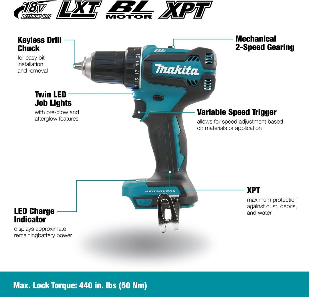 Makita DDF485RTJ3 Akku-Bohrschrauber 18, 0V 3 Akkus 5Ah, mit Ladegerät Single, 3 Akkus 5Ah, mit Lade
