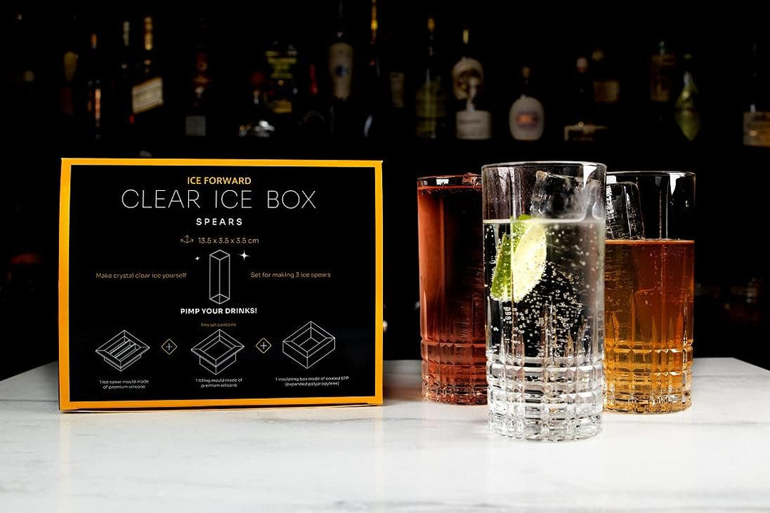 Clear Ice Box Spears | Eisbox mit Eisstangenform für 3 grosse, klare Eisstangen | je 13,5 x 3,5 x 3,