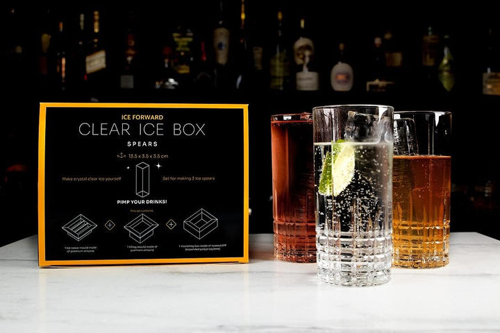 Clear Ice Box Spears | Eisbox mit Eisstangenform für 3 grosse, klare Eisstangen | je 13,5 x 3,5 x 3,