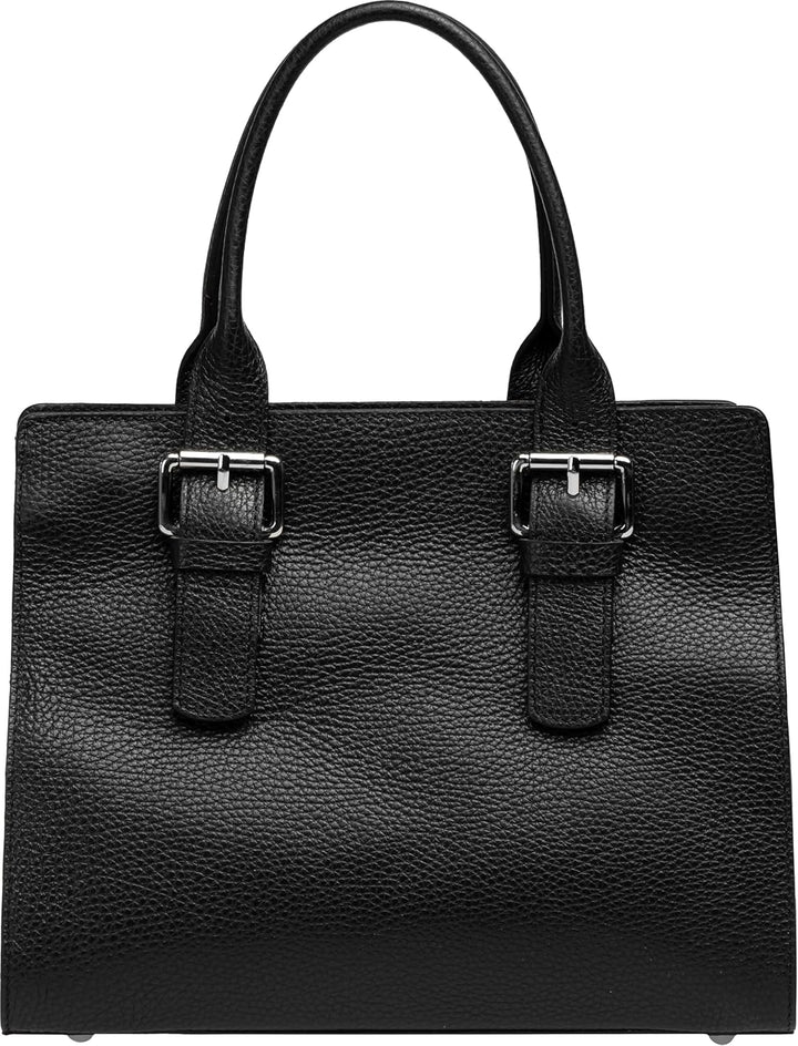 Caspar TL807 klassisch elegante Damen Leder Handtasche Einheitsgrösse Schwarz, Einheitsgrösse Schwar