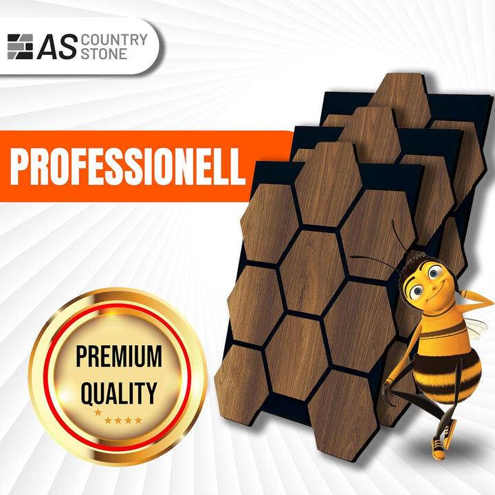 AS Country Stone® Akustikpaneele Holz | 4x Stück - 80cm x 65cm | echtes Holz | Effektive Schalldämmu