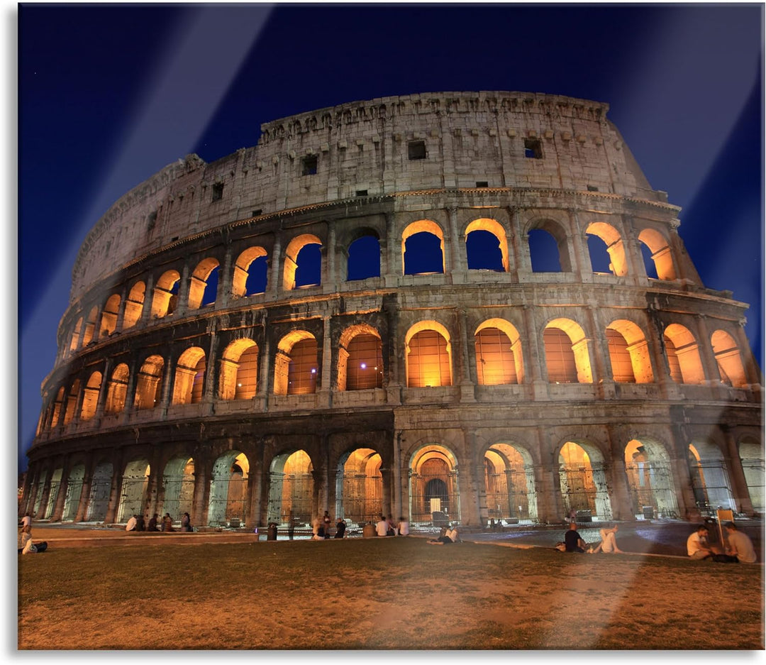 Colosseum in Rom Herdabdeckplatte & Spritzschutz aus Echtglas | Für Herd-Kochfelder | 60x52 cm