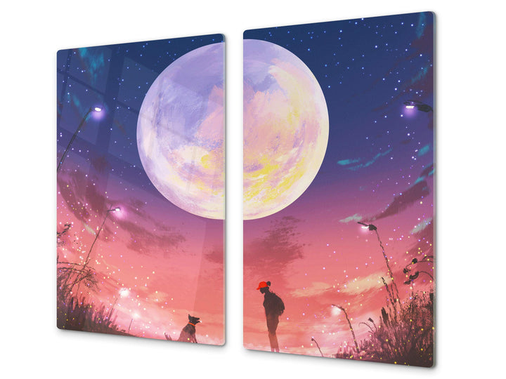 Küchenbrett aus Hartglas und Induktionskochplattenabdeckung – Schneideplatten SINGLE mit 60 x 52 cm