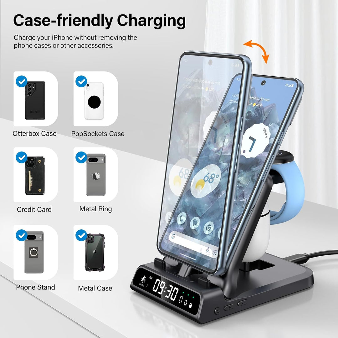 3 in 1 Ladestation für Google Pixel Watch 3/2, 25W USB C Fast Charger für Google Pixel 10 Pro/10 Pro