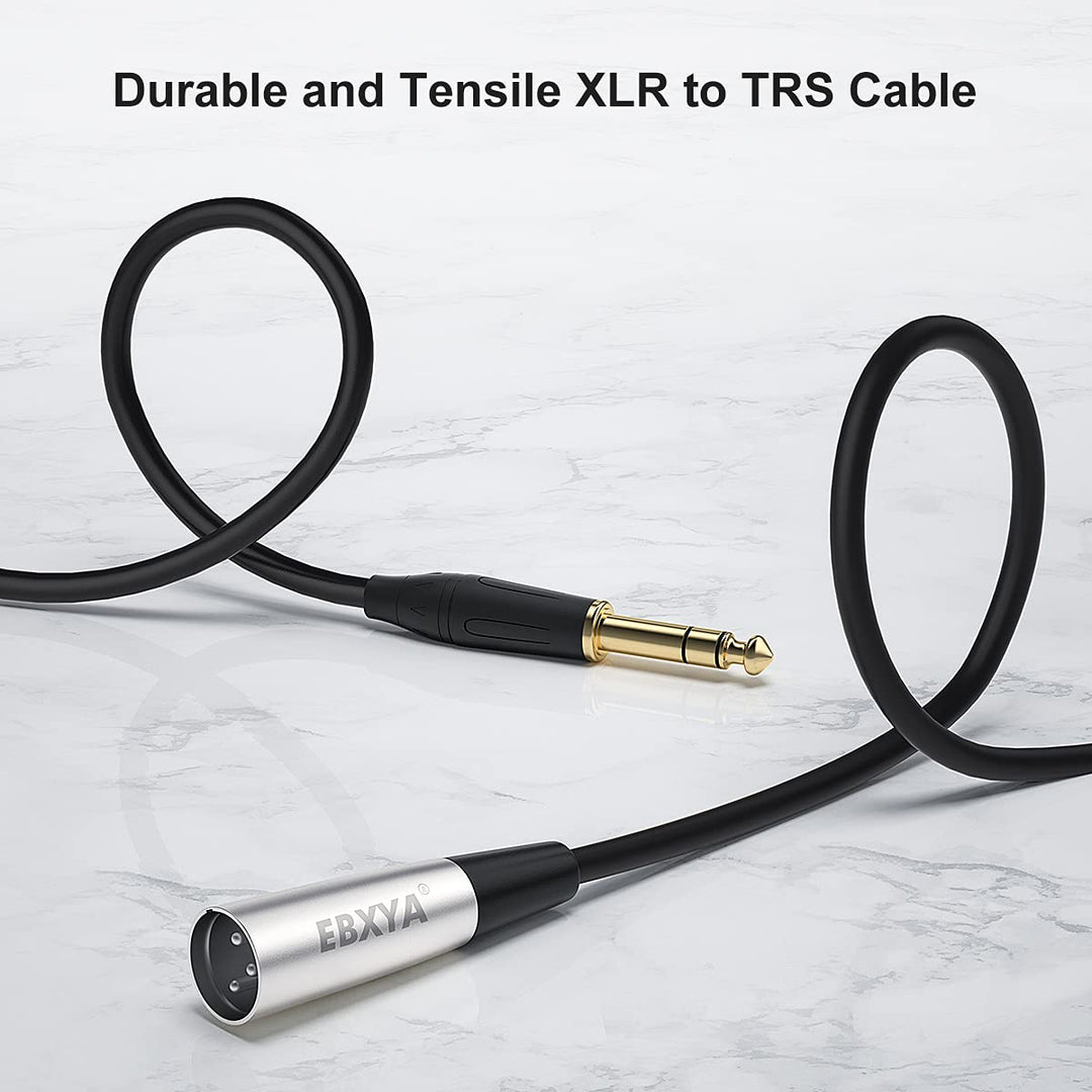 EBXYA XLR auf 6,35 mm Klinke Kabel 1m symmetrisch (3-Pin XLR zu 3-Pol TRS Stereo) für Mikrofon - 2er