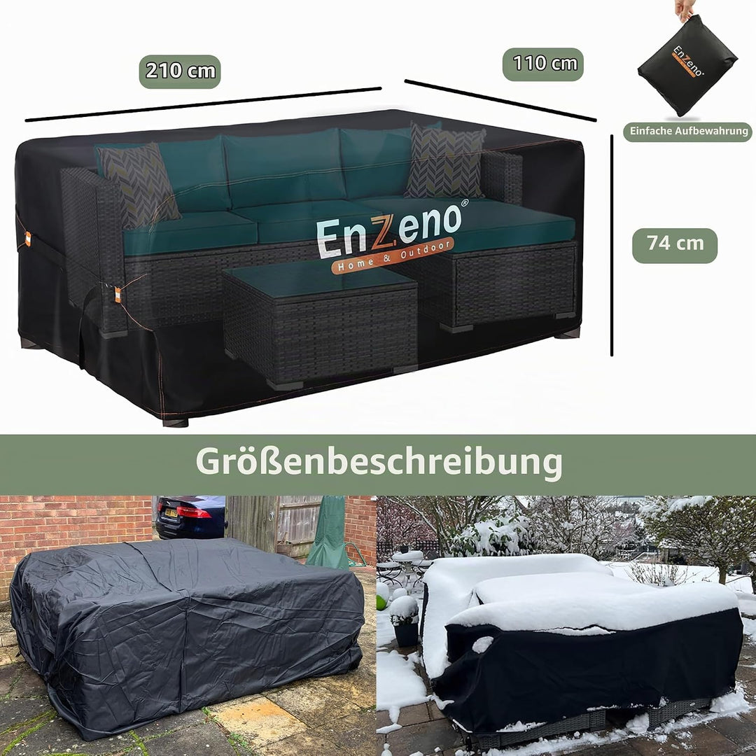 Enzeno Abdeckung Gartenmöbel 210x110x74cm, Wasserdicht Abdeckplane Gartenmöbel, Oxford Gewebe Plane