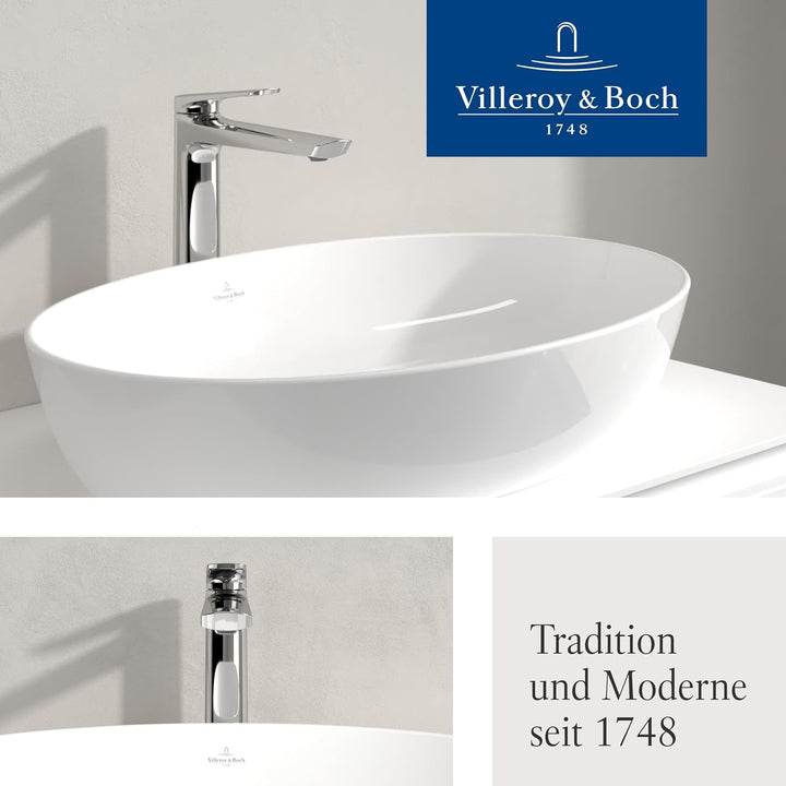 Villeroy & Boch Oasis Waschtischarmatur erhöht - Wasserhahn Bad ohne Ablaufgarnitur - Waschbeckenarm