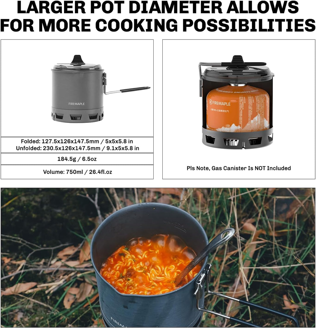 Fire-Maple Petrel G2 750ml Camping Topf Ultraleicht (184,5g) – Faltbarer Kochtopf mit Wärmetauscher