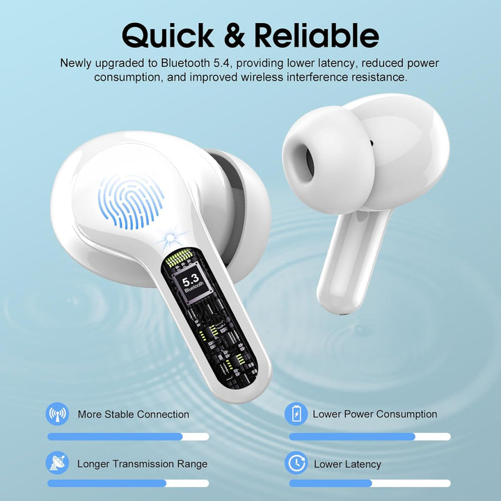 Bluetooth Kopfhörer, Kopfhörer Kabellos Bluetooth 5.4 In Ear, 4 ENC Noise Cancelling Mic Ohrhörer, H