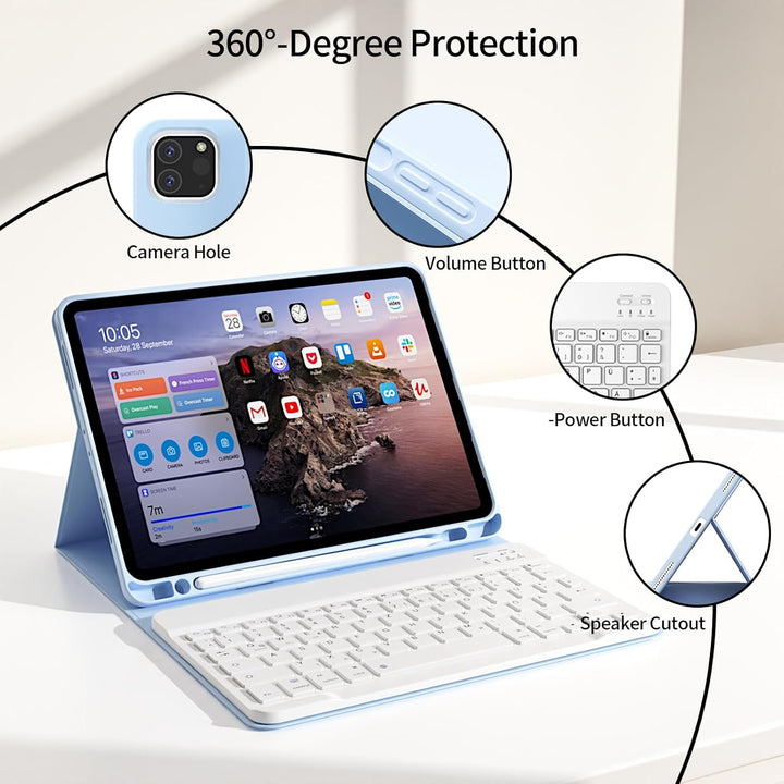 GKABXY Hülle mit Tastatur für iPad Pro 11 4. / 3. / 2. Generation 2022/2021/2020 mit stifthalter, Ma