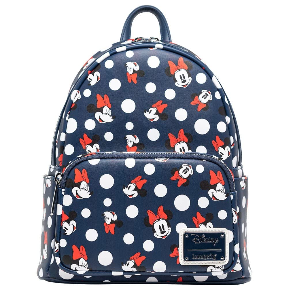 Loungefly Women's Disney Minnie Mouse Polka Dot Blue Double Strap Shoulder Bag Purse