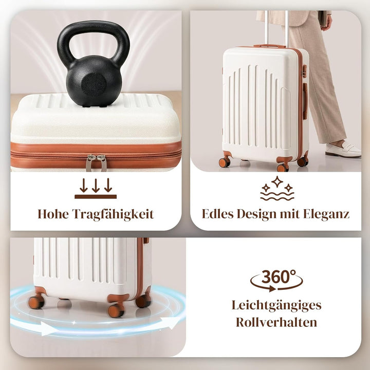 LEADZM Koffer Set 4 teilig Hartschale mit Kosmetikkoffer, Kofferset aus ABS, Reisekoffer mit Rollen