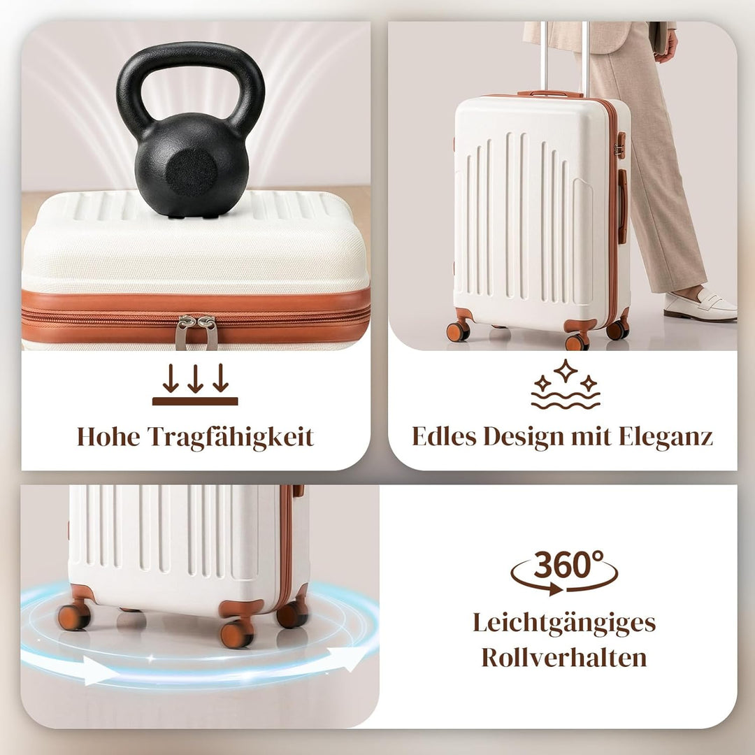 LEADZM Mittelgrosser Reisekoffer mit Rollen, Koffer & Trolleys aus ABS, Hartschalenkoffer, Suitcase