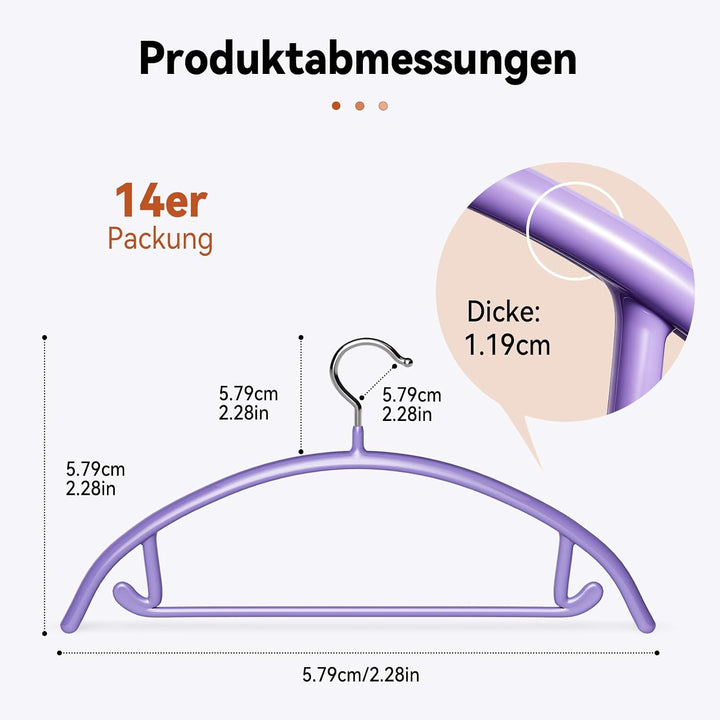 MOPUP Kleiderbügel, 14er-Pack, Pulloverbügel ohne Schulterwulst, 42 cm breite, robuste Kleiderbügel