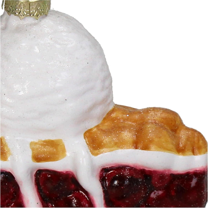 Christbaumschmuck Glas 8cm - Kirschkuchen mit EIS Aufhängen - Weihnachtsbaum Anhänger für Weihnachte
