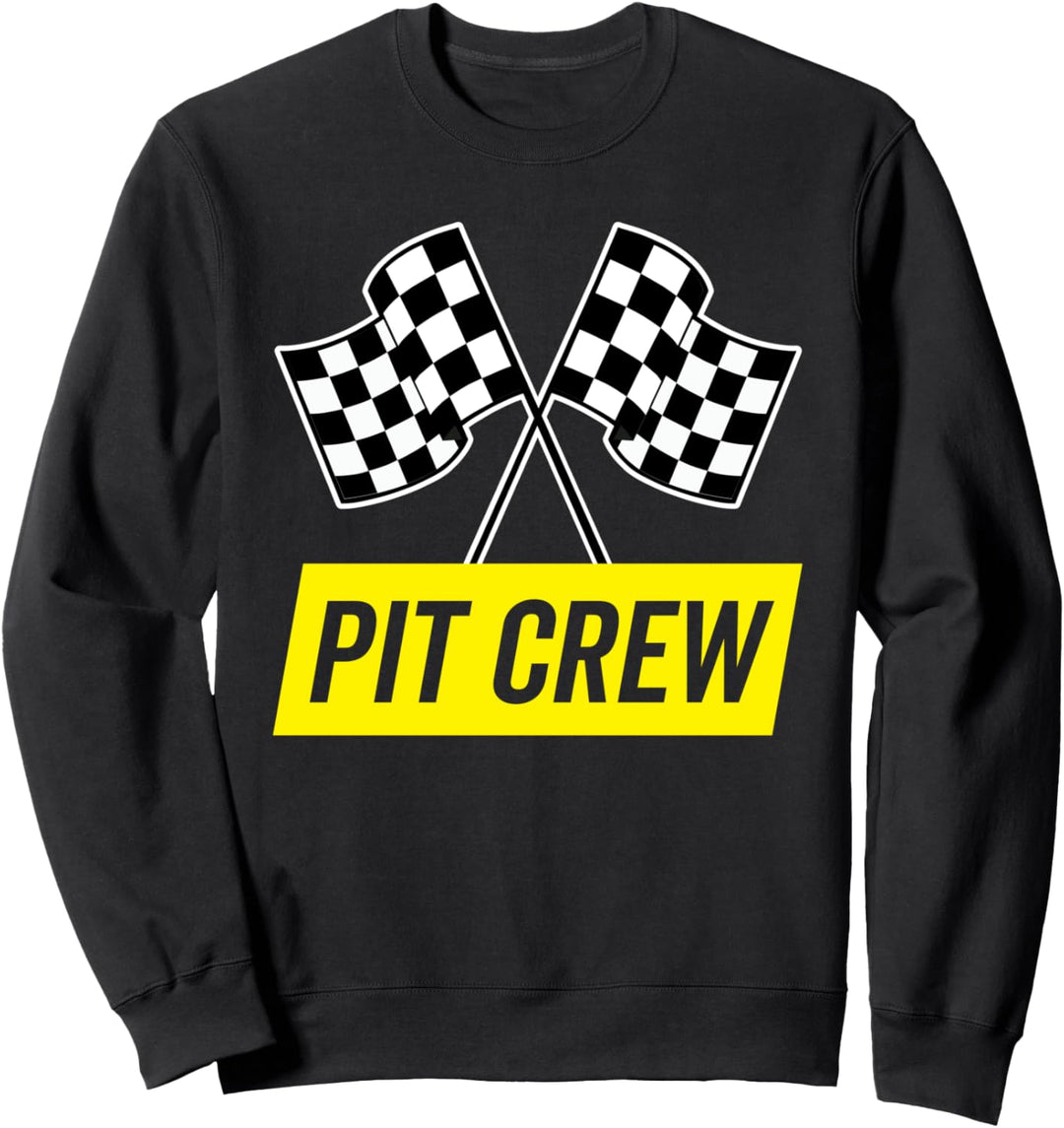 Gelbes Kursiv-Pit-Crew für Rennparty-Kostüm, dunkel Sweatshirt