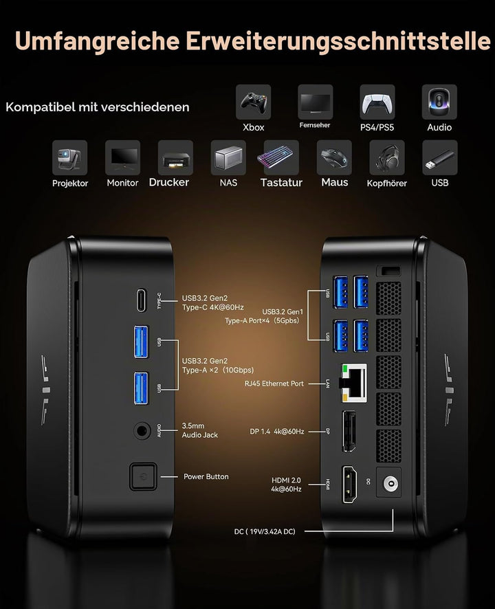 NiPoGi E3B Mini PC AMD Ryzen 7 5700U 32GB Dual DDR4 512GB Nvme PCle3.0 SSD Micro Desktop Computer mi