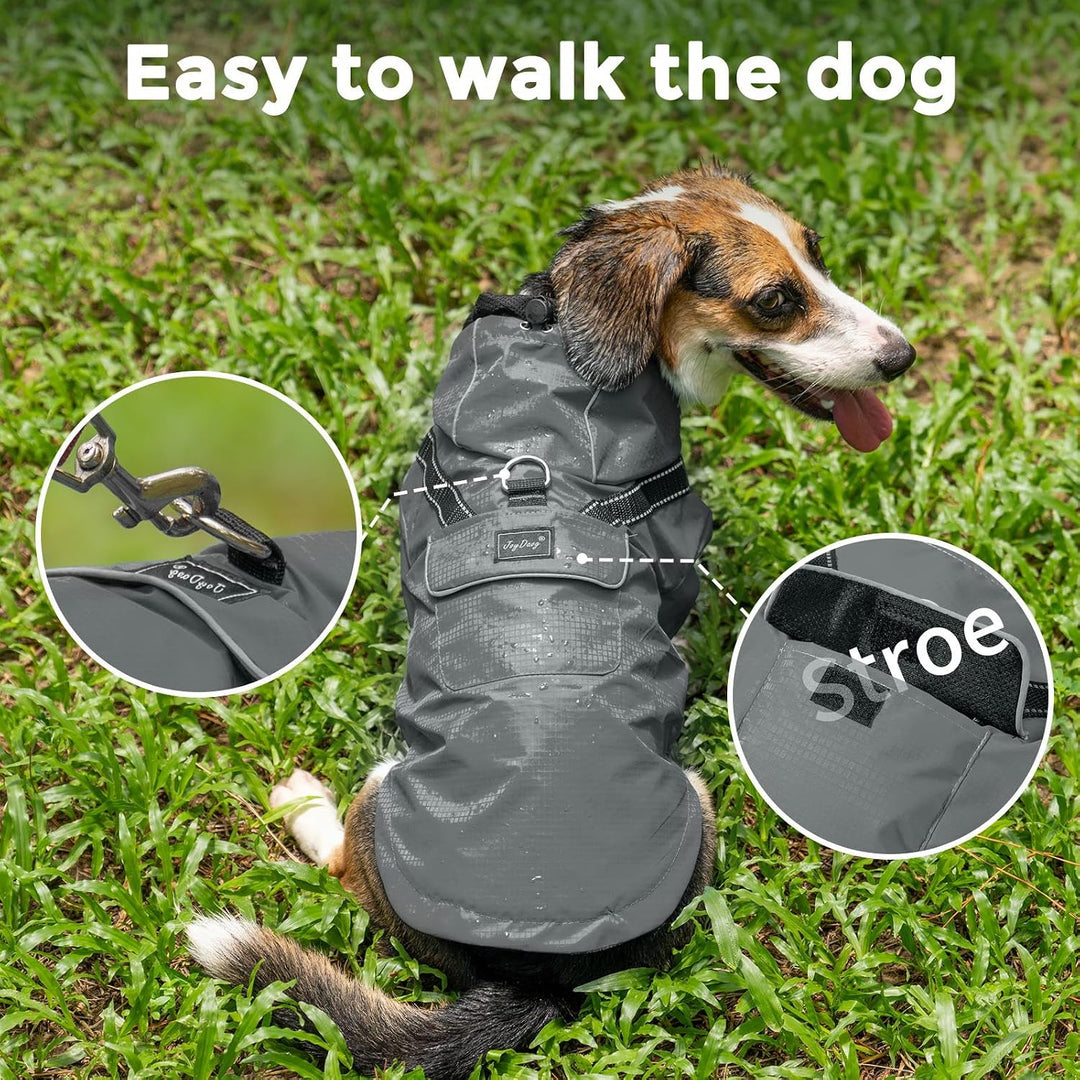 JoyDaog Premium-Regenmantel Mit Kapuze für Mittelgrosse Hunde, Outdoor-Sport, Wasserdichte Regenjack