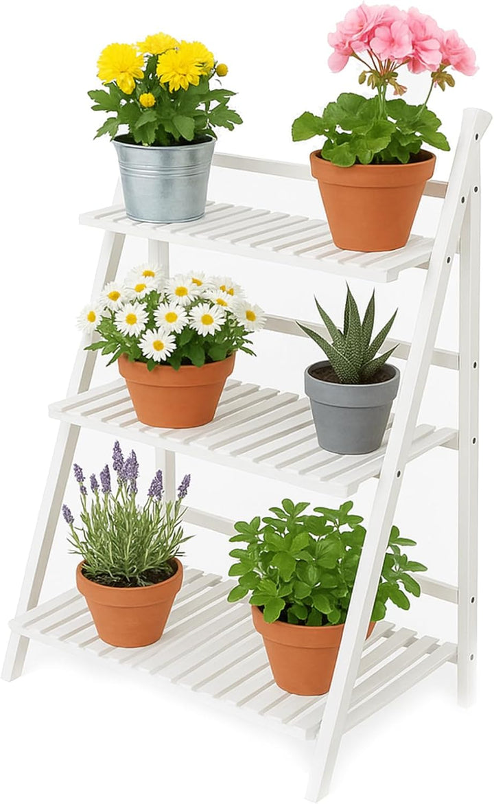 Cocoarm Blumentreppe Weiss Draussen Blumenregal Pflanzenregal Balkon Pflanzentreppe 3 Ebenen Blumens