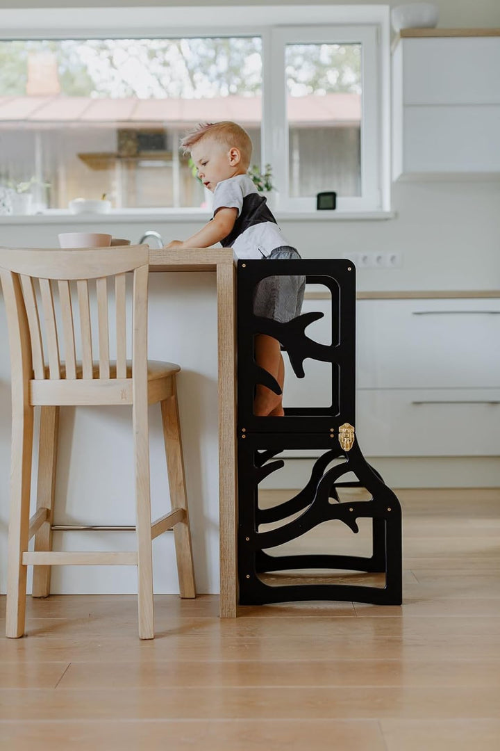 Weco Montessori Kinder Lernturm 2 in 1 Baum Design Tritthocker FSC Zertifikat Schreibtisch Montessor