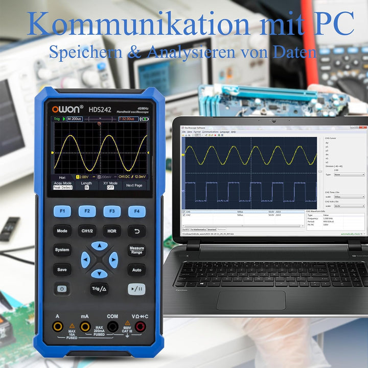 HDS242 OWON Oszilloskop 2 in 1 40MHz Bandbreite Handheld Oszilloskop Zwei Kanäle mit 3,5 Zoll LCD Au