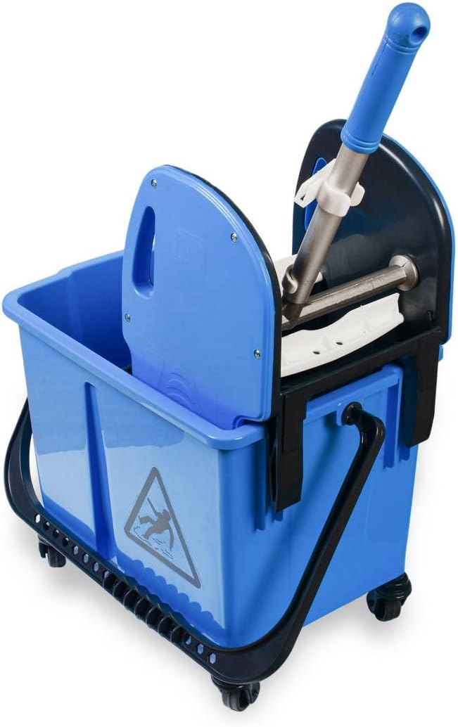 Hypafol Mini Reinigungswagen | Set 50 cm | 2-Kammer Putzwagen mit 24l Eimer mit Trennwand | mit Mopp