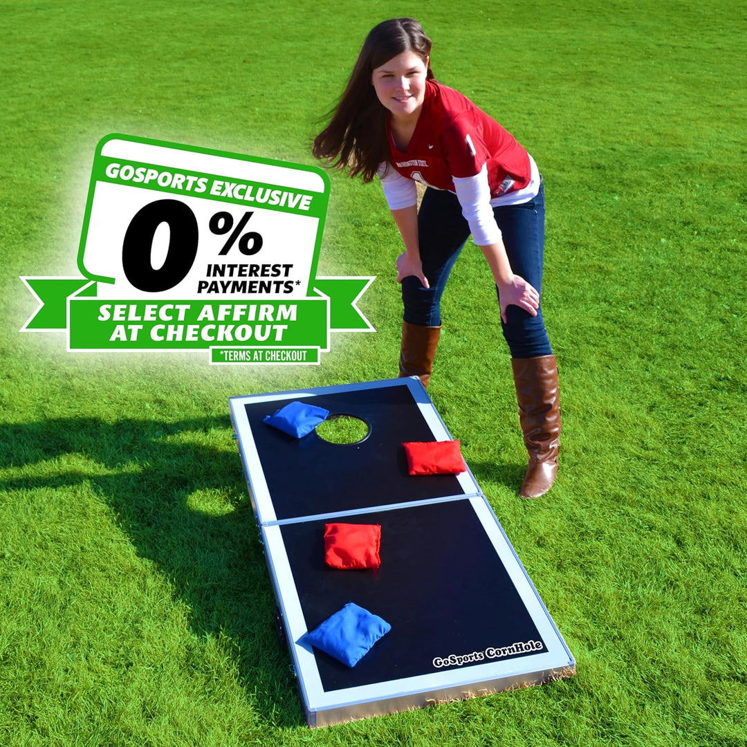 GoSports Klassisches Cornhole Set in regulärer Grösse – enthält 8 Sitzsäcke und Regeln