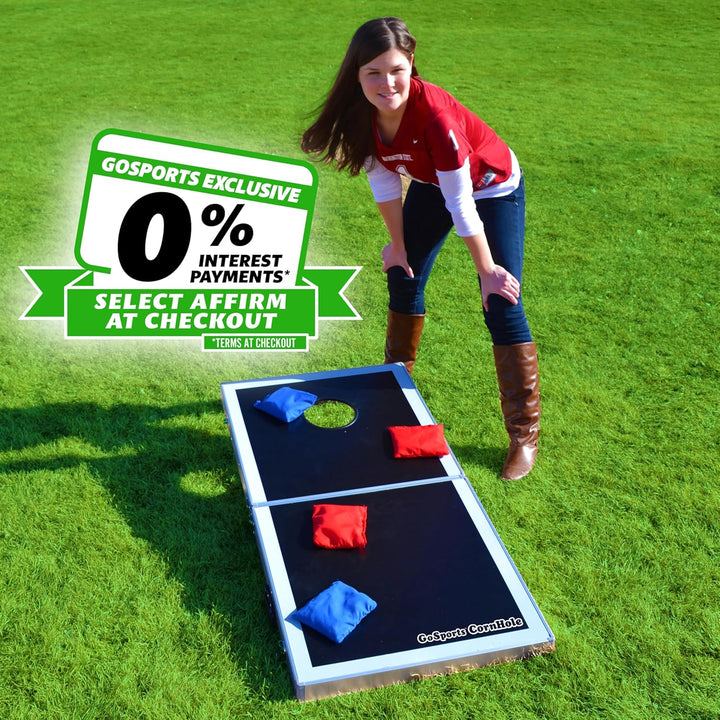 GoSports Klassisches Cornhole Set in regulärer Grösse – enthält 8 Sitzsäcke und Regeln