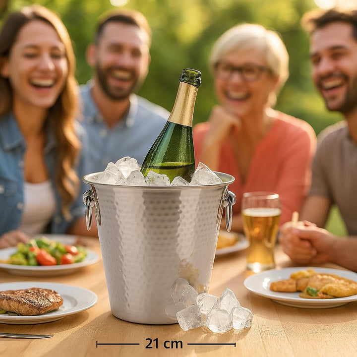 Bambelaa! Sektkühler Edelstahl Gross Eimer Weinkühler Champagnerkühler Flaschenkühler Silber (ø ca.