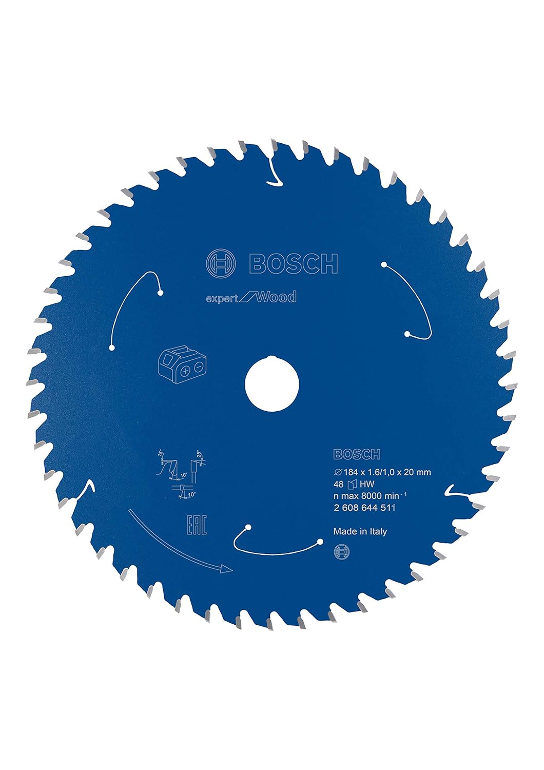 Bosch Accessories 1x Kreissägeblatt Expert for Wood (Holz, Sägeblatt Ø 184 x 20 x 1,6 mm, 48 Zähne,