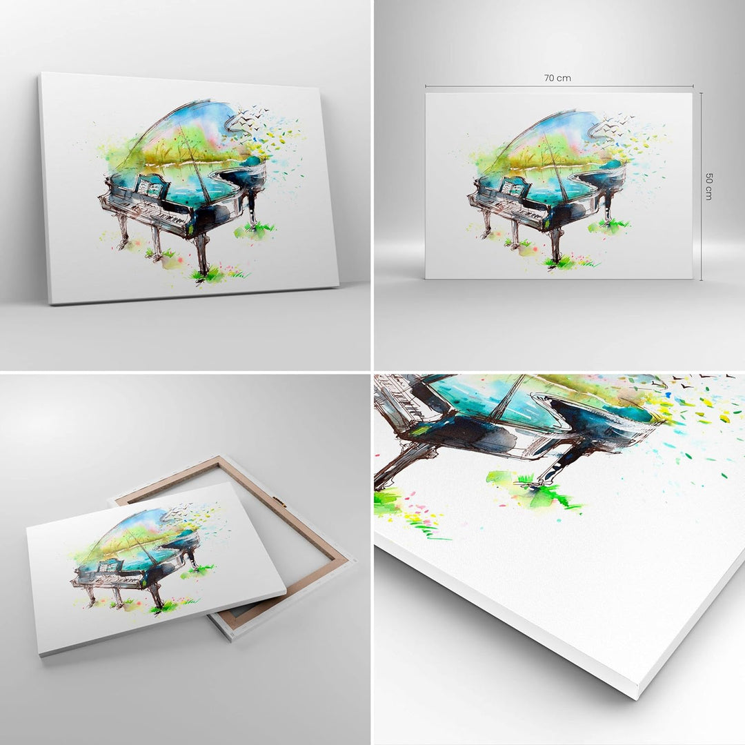 Bilder auf Leinwand Klavier Natur Musik Eleganz Leinwandbild 70x50cm Wandbilder Dekoration Wohnzimme