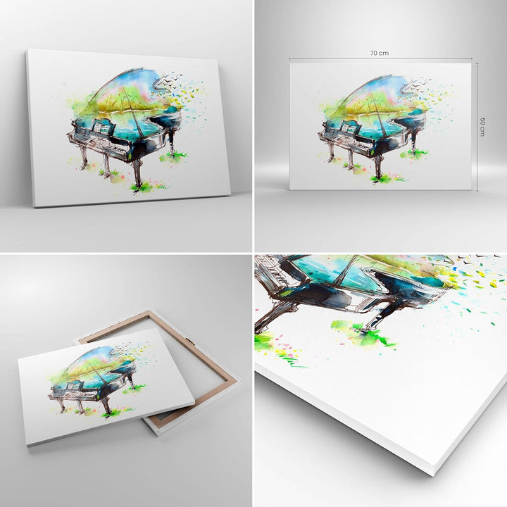 Bilder auf Leinwand Klavier Natur Musik Eleganz Leinwandbild 70x50cm Wandbilder Dekoration Wohnzimme