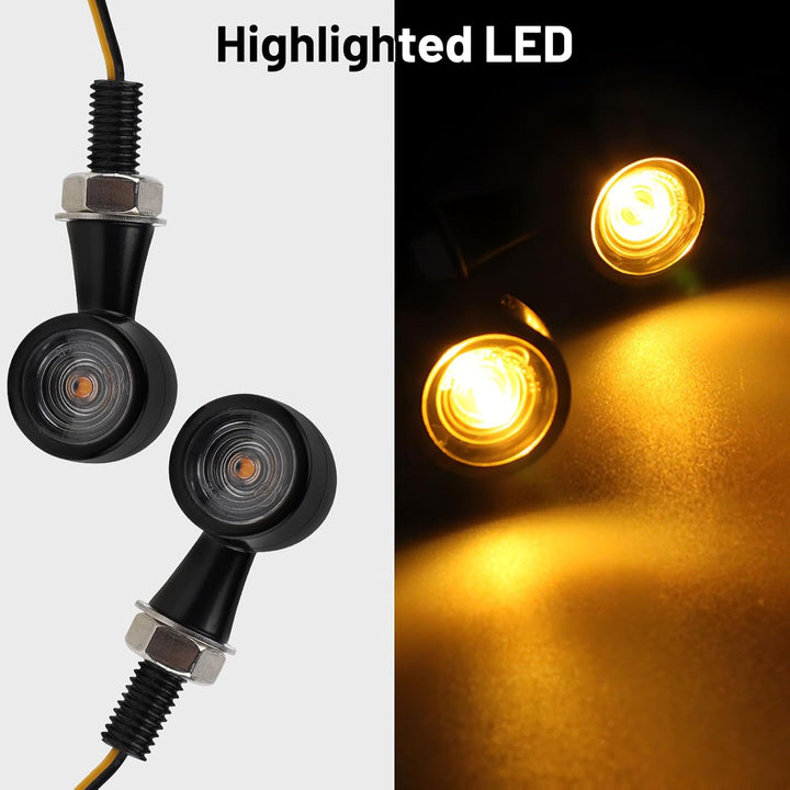 EXLECO 4 x LED Motorrad Blinker DC 12V Metall Mini Blinker IP65 Wasserdicht M8 Universal LED Blinker