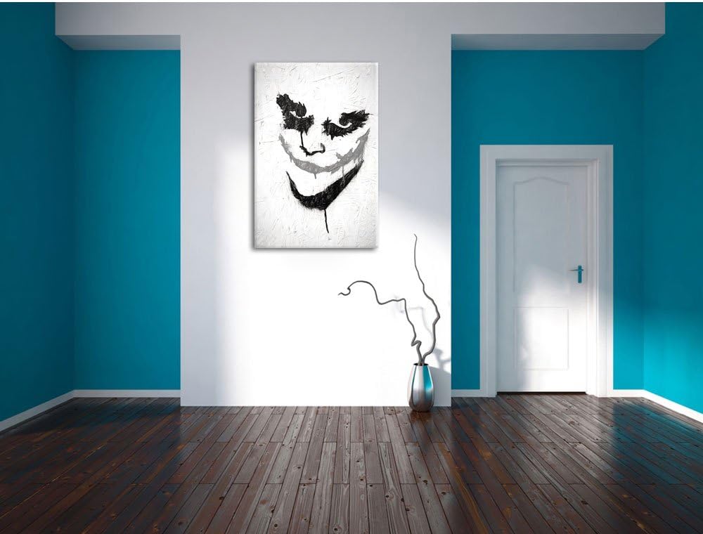 Joker Kohle Effekt, Format: 100x70 auf Leinwand, XXL riesige Bilder fertig gerahmt mit Keilrahmen, K