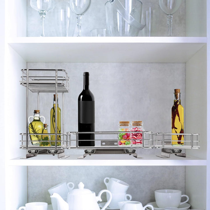 ONVAYA® Gewürzregal ausziehbar | Doppelkorb | Gewürzständer aus Edelstahl | Schrankeinsatz für die K