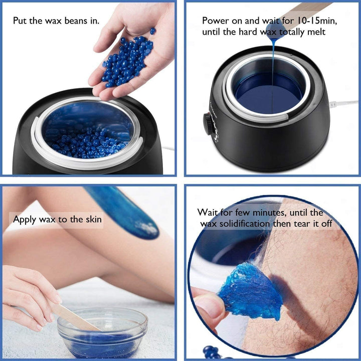 Wachswärmer Wachs Haarentfernung Waxing Kit mit 4X100g Wachsperlen,Schmerzloses Wachserhitzer Haaren