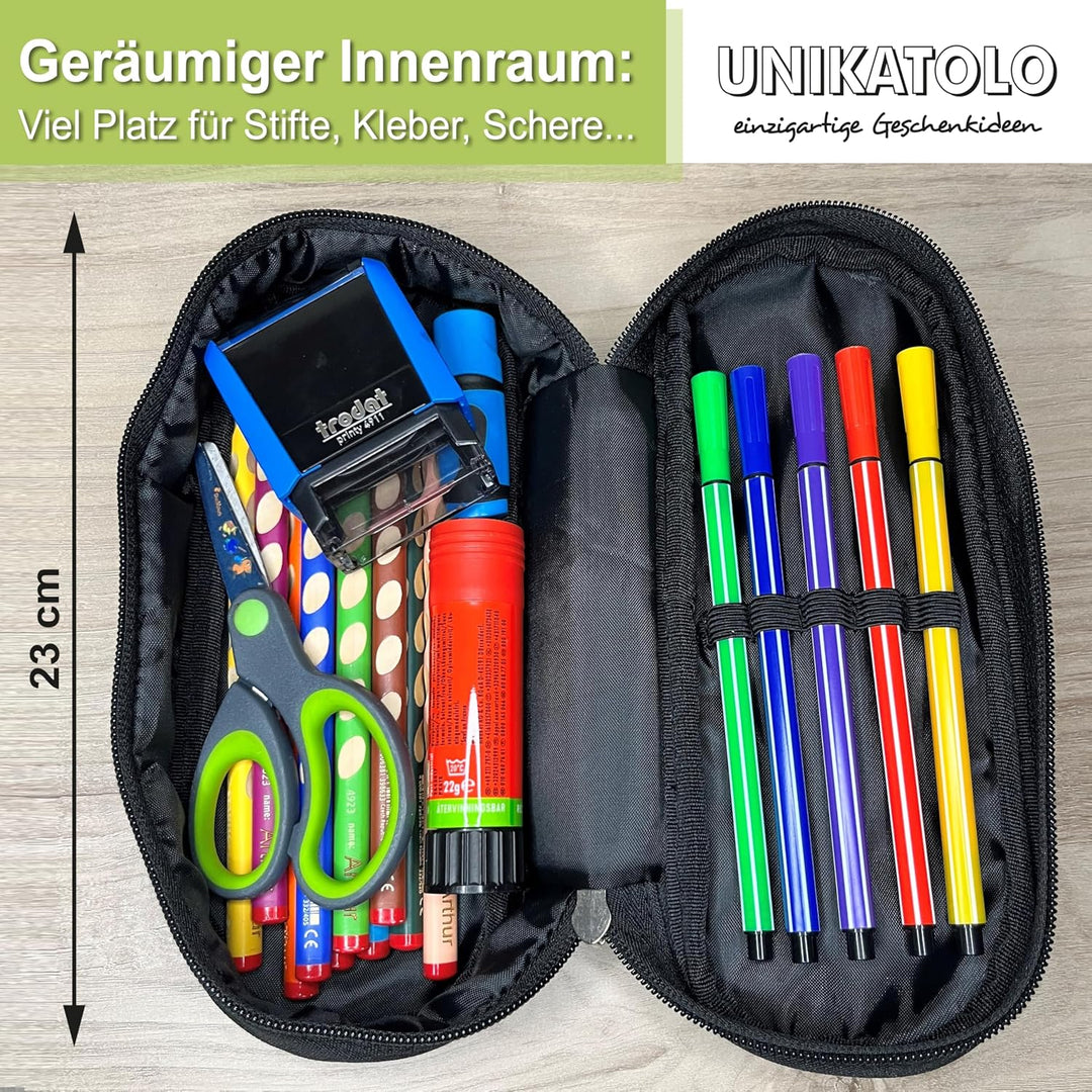 Federmäppchen Hase mit Name personalisiert, niedliche Federmappe orange Stiftebox, Federtasche, Gesc