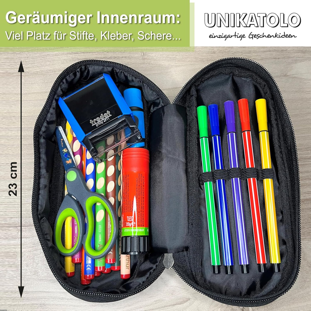 Federmäppchen mit Name personalisiert, Bunte Federtasche für Jungs und Mädchen, Stiftebox Geschenkid