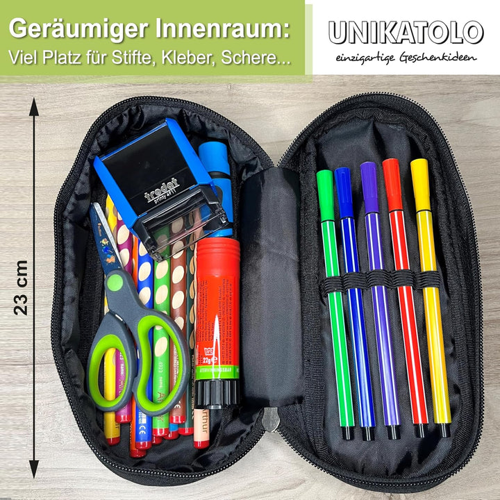 Federmäppchen mit Name personalisiert, Bunte Federtasche für Jungs und Mädchen, Stiftebox Geschenkid