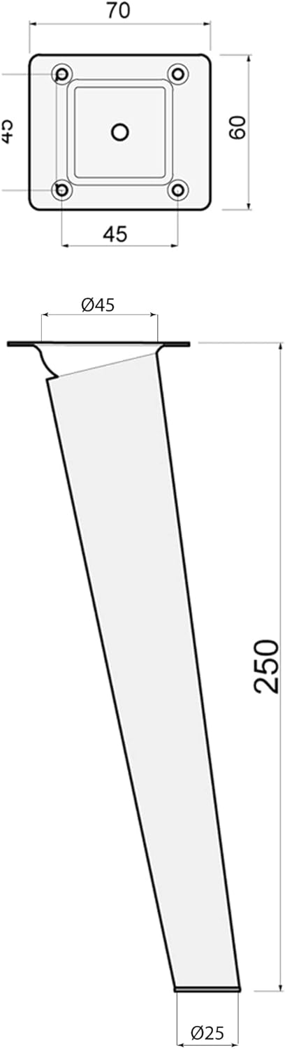 Sossai Möbelfüsse aus Naturholz Buche unbehandelt, Clif Round HMF2, 25 cm hoch, rund, schräge Ausfüh