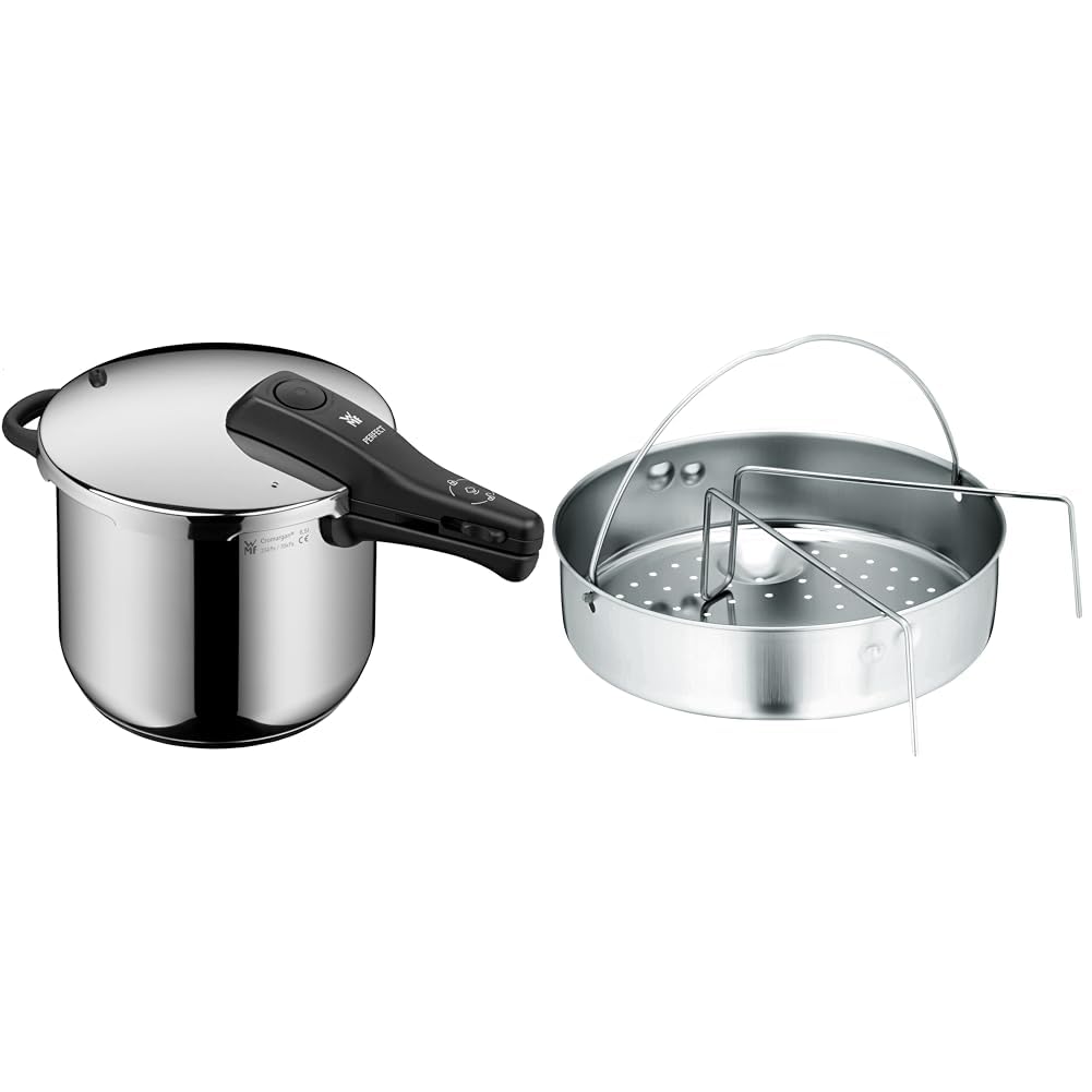 WMF Perfect Schnellkochtopf Induktion 6 & Schnellkochtopf-Zubehör Set 2-teilig, Einsatz gelocht mit