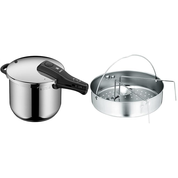 WMF Perfect Schnellkochtopf Induktion 6 & Schnellkochtopf-Zubehör Set 2-teilig, Einsatz gelocht mit
