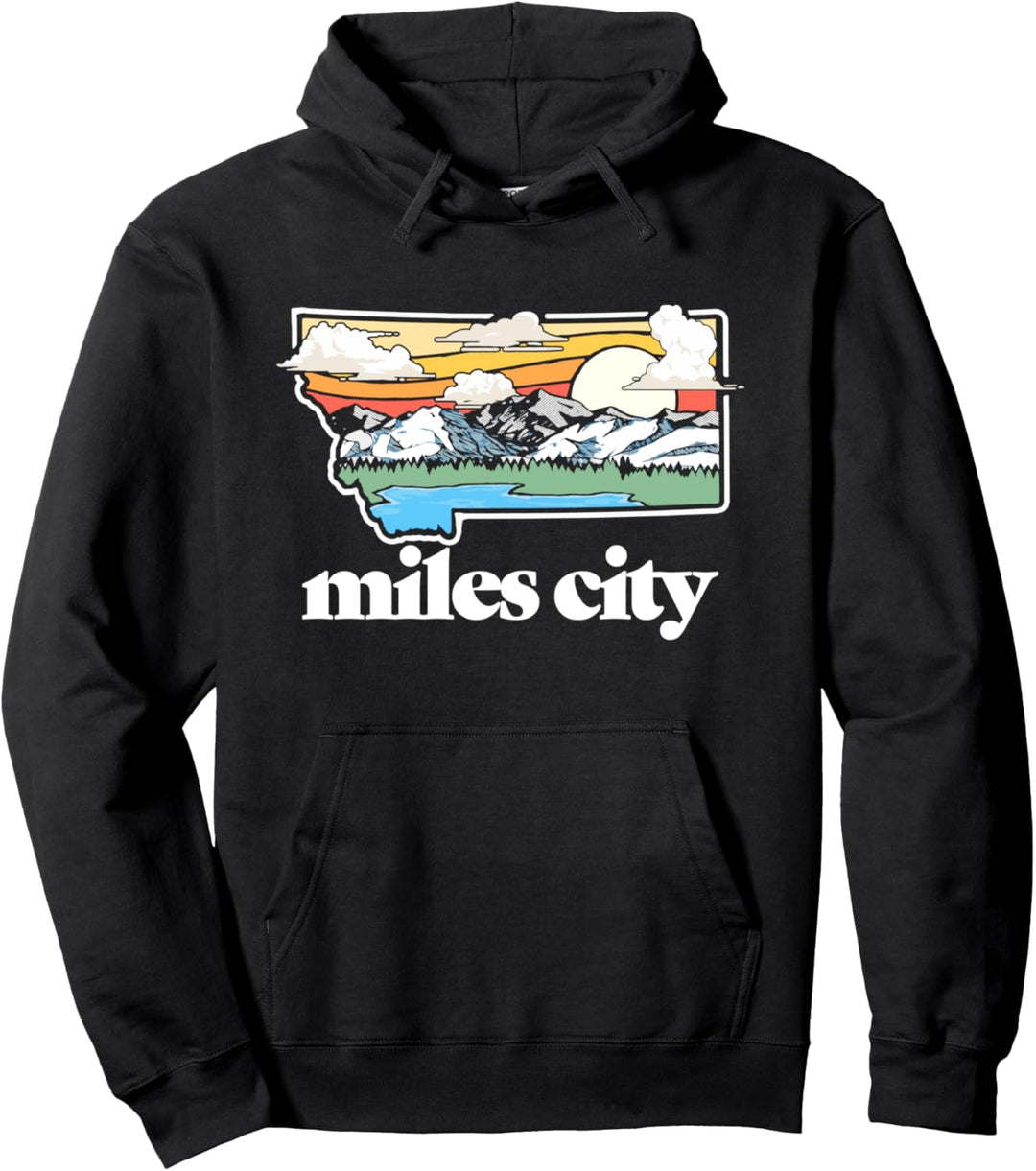 Vintage Miles City Montana Outdoors Retro Mountains & Nature Pullover Hoodie