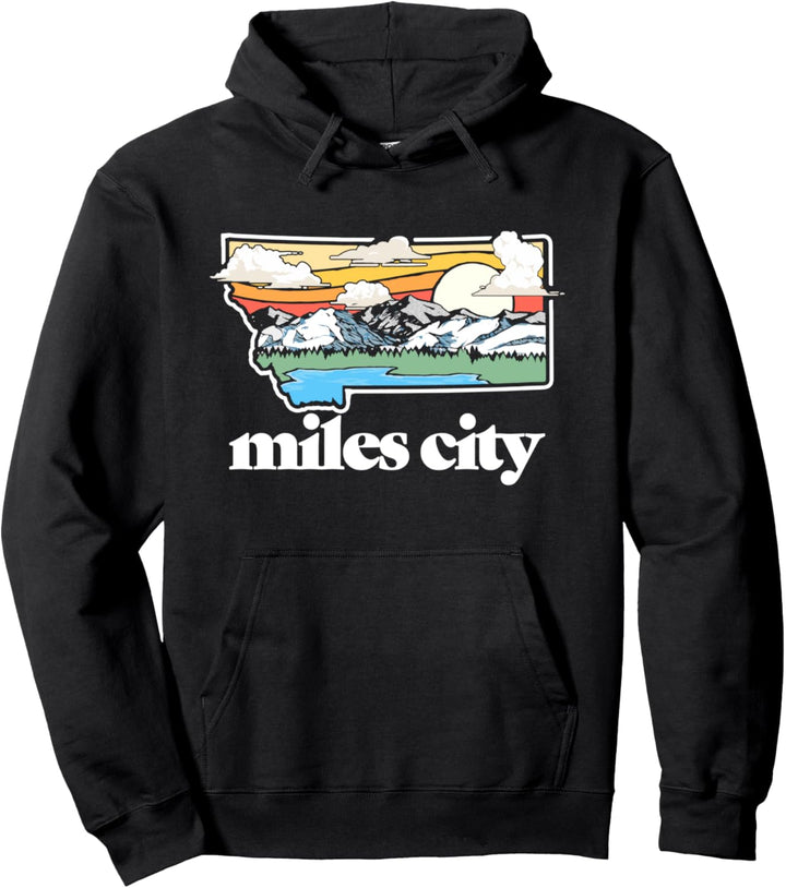 Vintage Miles City Montana Outdoors Retro Mountains & Nature Pullover Hoodie