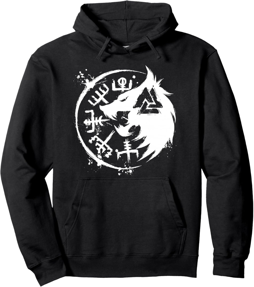 Fenrir Wolf Fenris-Wolf - Viking Vegvisir Valknut Pullover Hoodie
