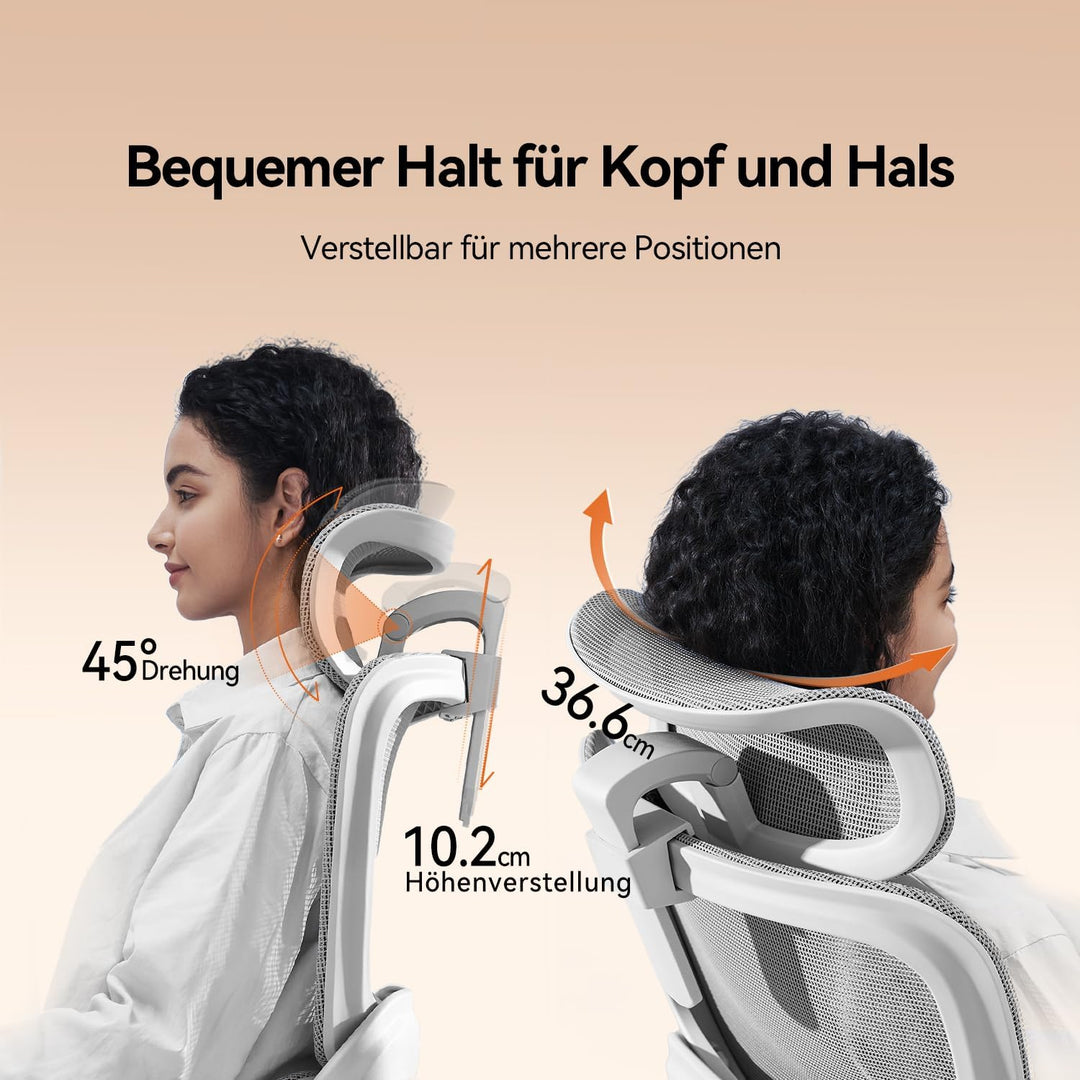 SIHOO Bürostuhl Ergonomisch,Verstellbarer Lordosenstütze Schreibtischstuhl Cremeweiss, Cremeweiss