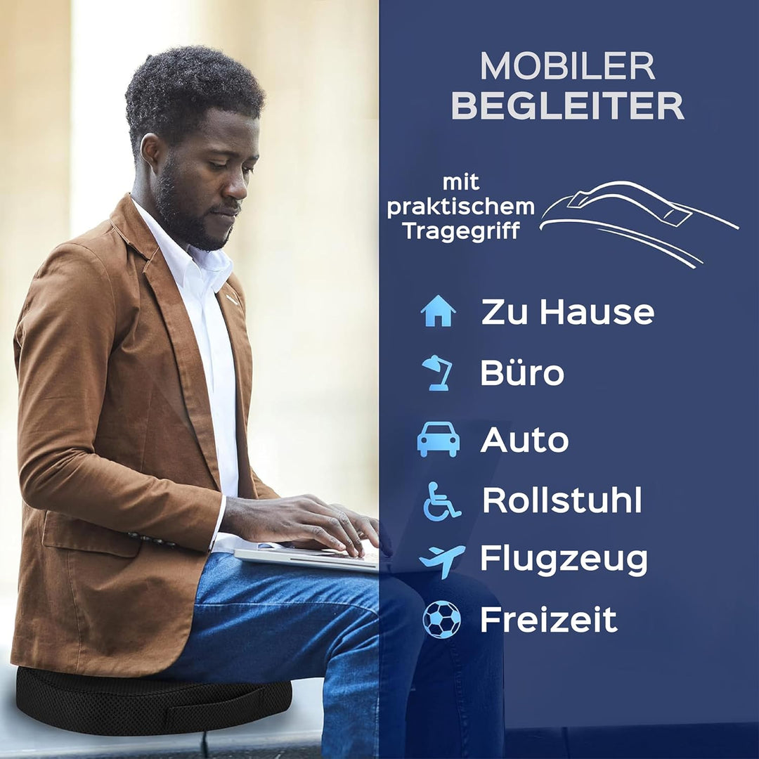 bonmedico Sitzkissen orthopädisch - Ergonomisches Memory Foam Kissen für Bürostuhl, Auto, Rollstuhlk